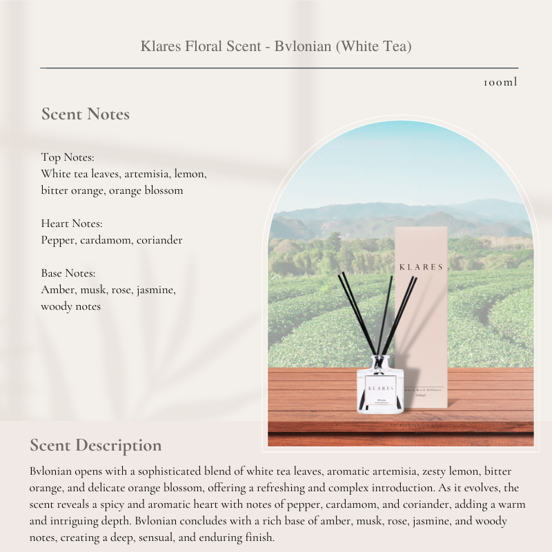 KLARES 100ml Reed Diffuser | Luxurious Aromatherapy & Long-Lasting Home Fragrance