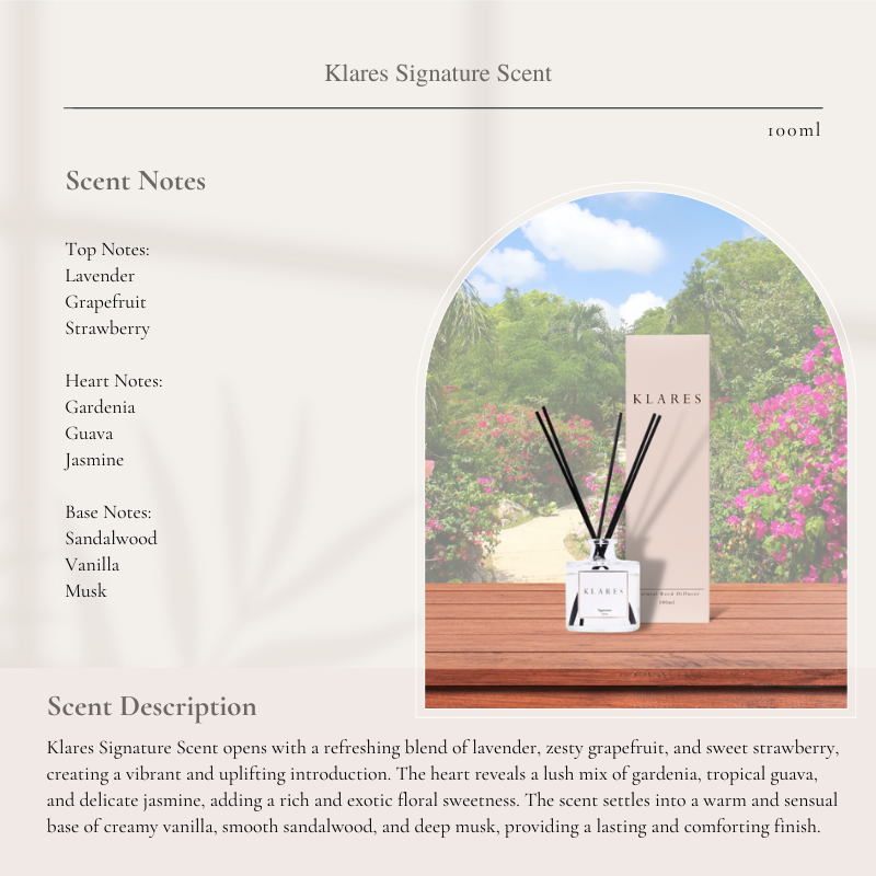 KLARES 100ml Reed Diffuser | Luxurious Aromatherapy & Long-Lasting Home Fragrance
