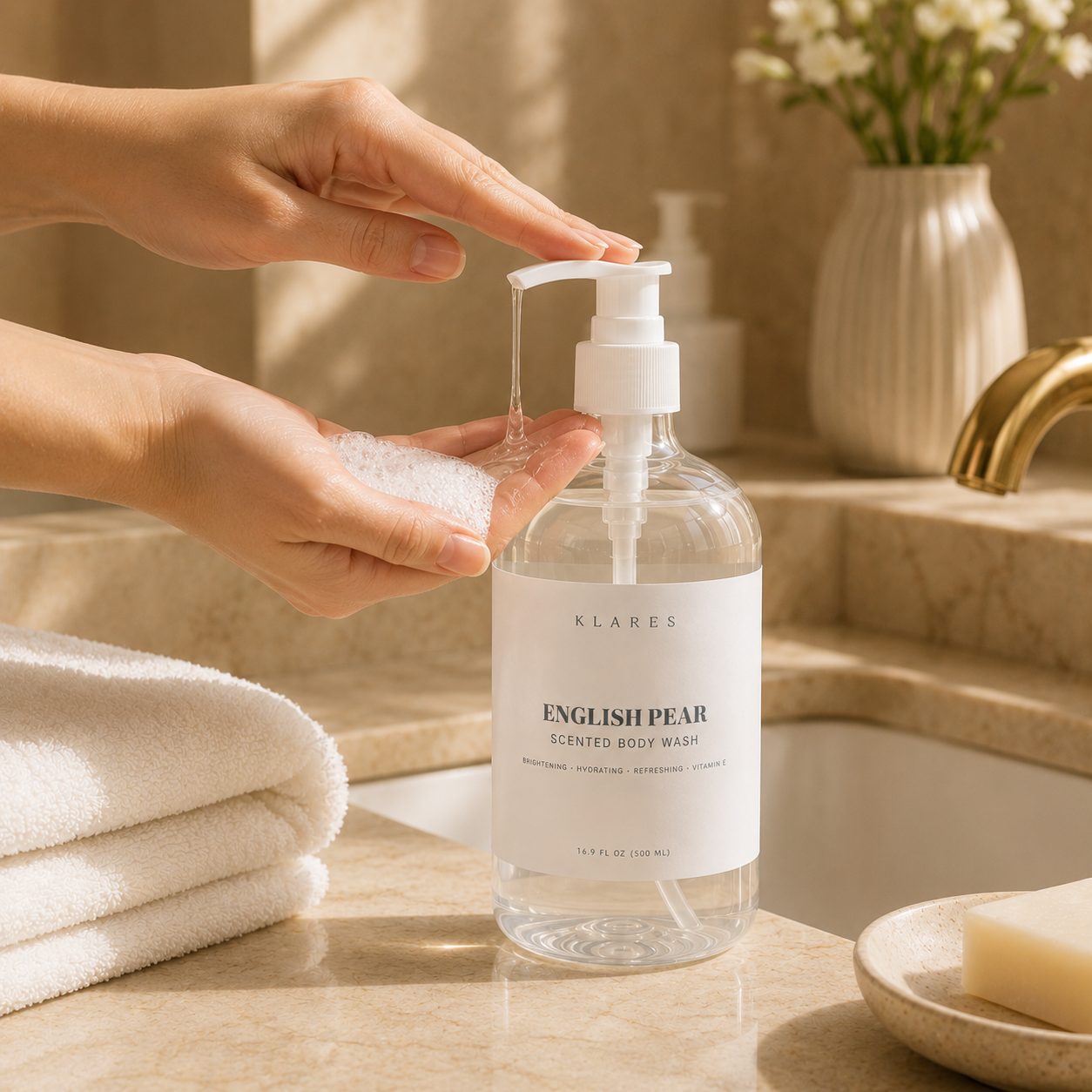 English Pear & Freesia Scented Body Wash 500ml