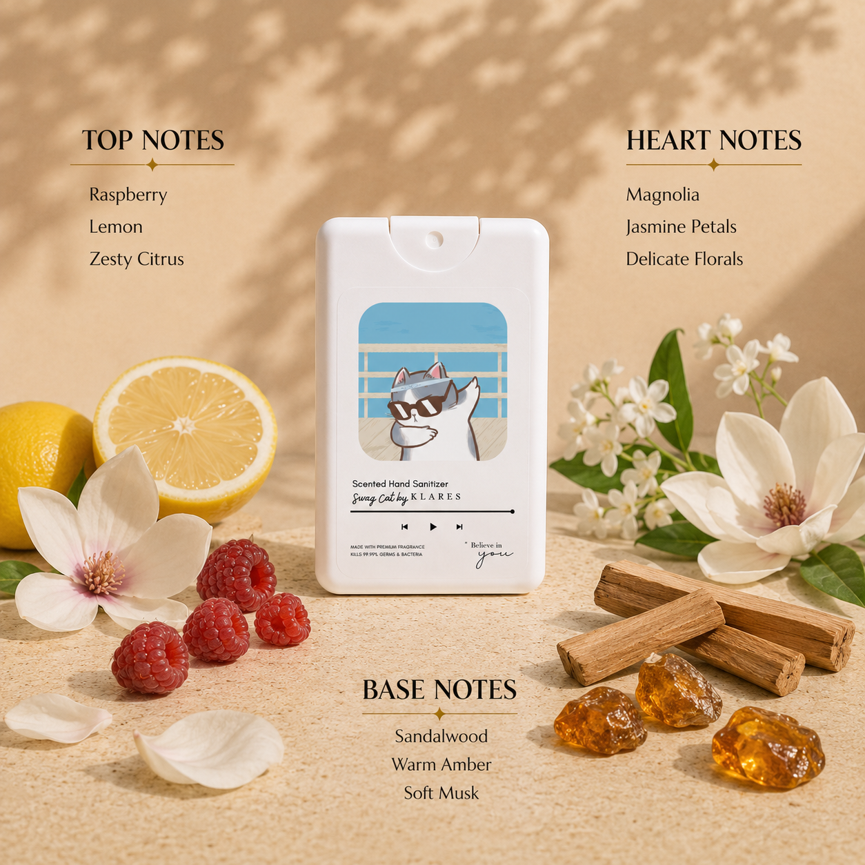 Swag Cat Hand & Surface Sanitizer 20ml | Raspberry, Magnolia & Sandalwood
