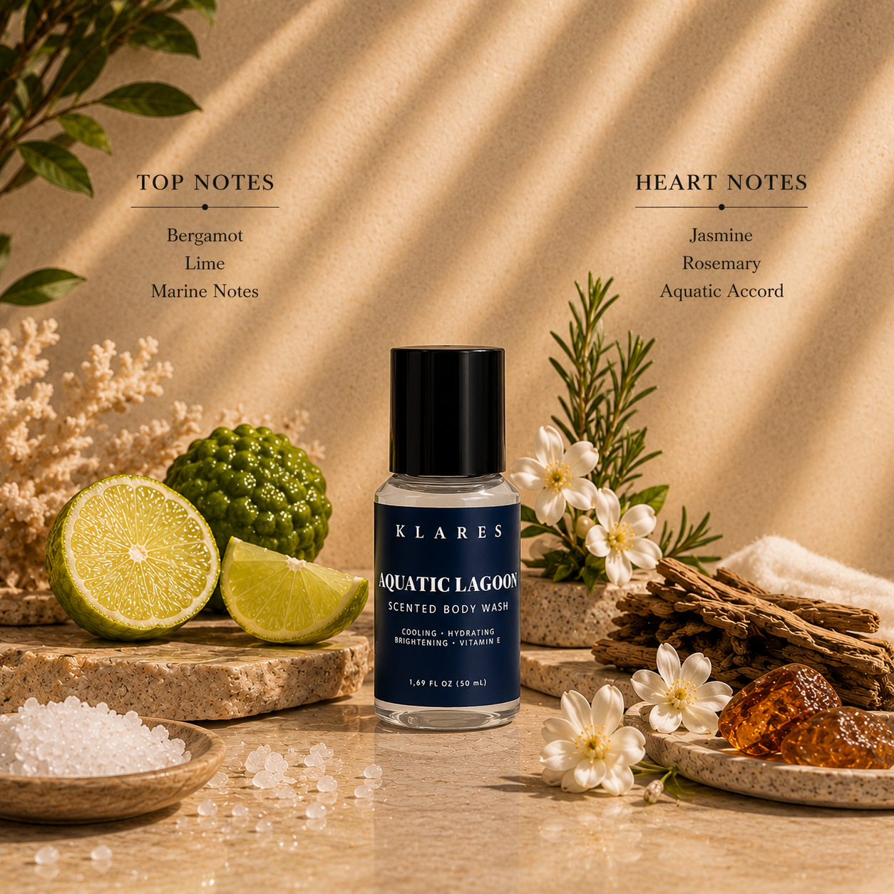 Aquatic Lagoon Cooling Scented Body Wash 50ml | Marine Notes & Citrus