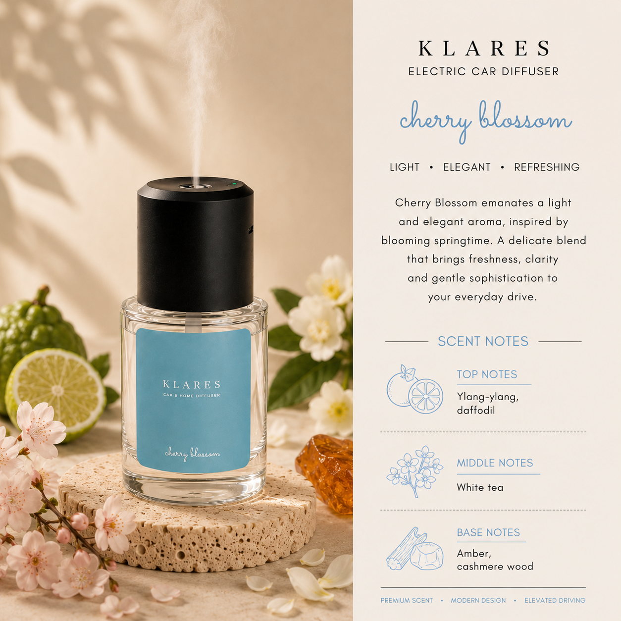 Cherry Blossom Electric Mist Diffuser 130ml | White Tea, Ylang-Ylang, Cashmere Wood