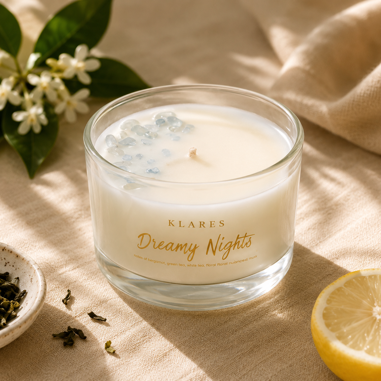 Dreamy Nights Scented Candle 100g | White Tea & Bergamot
