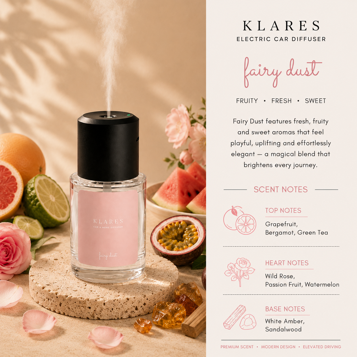 Fairy Dust Electric Mist Diffuser 130ml | Grapefruit, Passion Fruit, Sandalwood