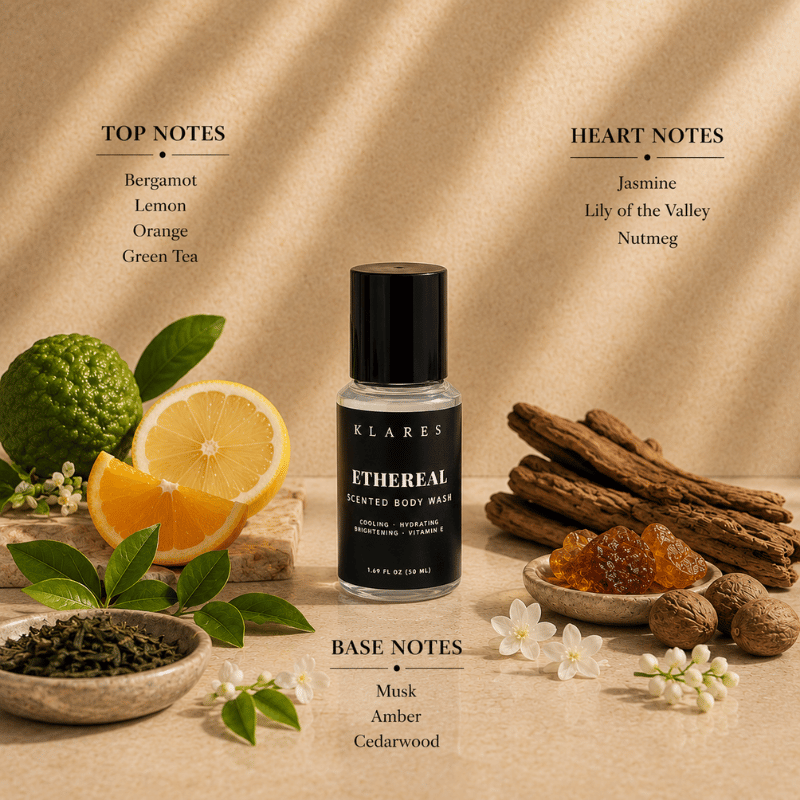 Ethereal Cooling Scented Body Wash 50ml | Bergamot, Green Tea & Cedarwood
