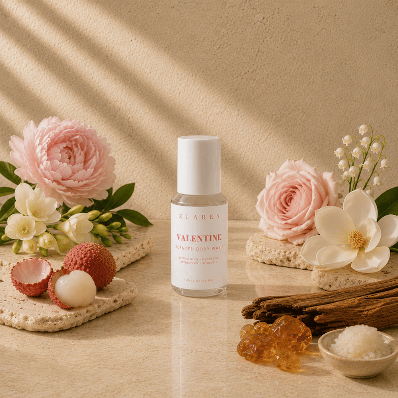 Valentine Scented Body Wash 50ml | Peony, Rose & White Musk