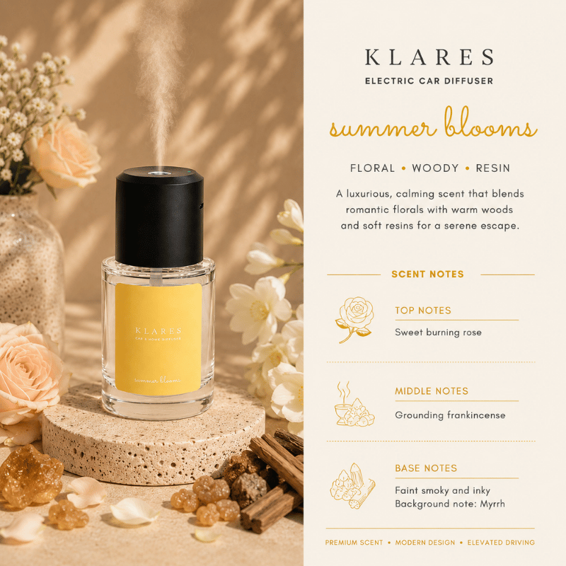 Summer Blooms Electric Mist Diffuser 130ml | Rose, Frankincense, Myrrh