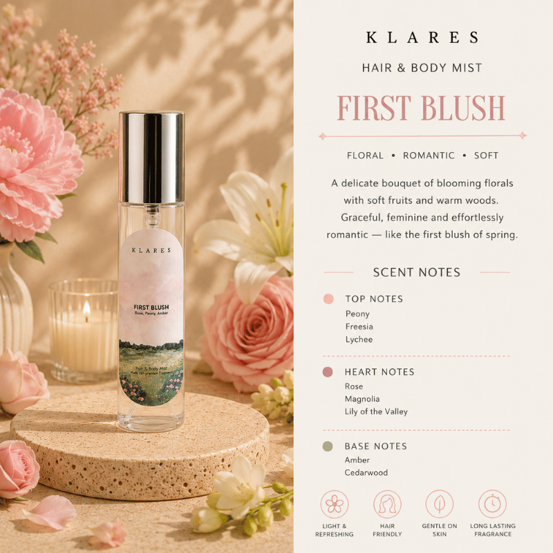 First Blush Hair & Body Mist 10ml | Rose, Peony, White Musk