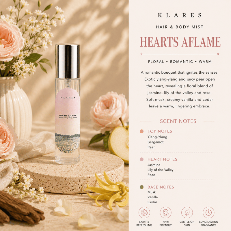 Hearts Aflame Hair & Body Mist 10ml | Jasmine, Ylang-Ylang, Vanilla