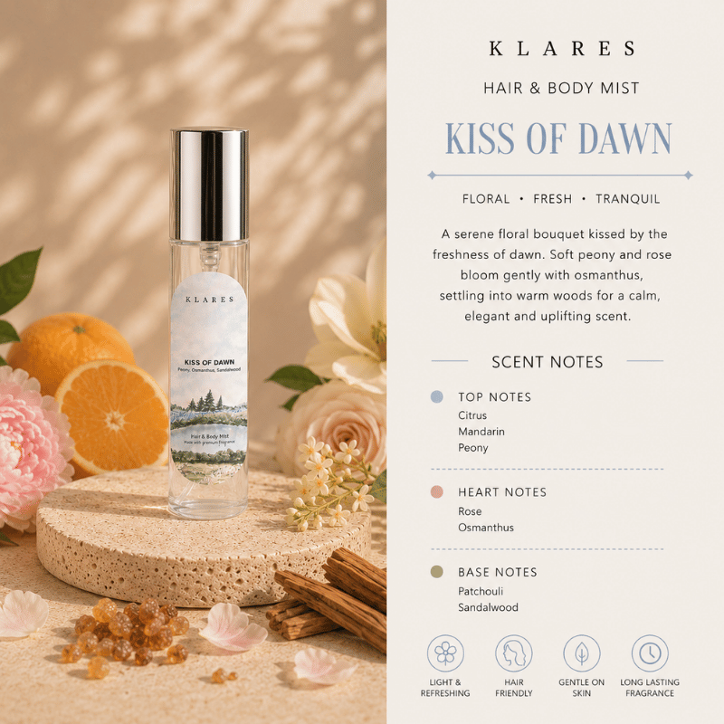Kiss Of Dawn Hair & Body Mist 10ml | Peony, Osmanthus, Sandalwood