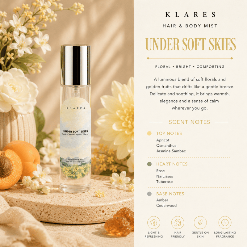 Under Soft Skies Hair & Body Mist 10ml | Jasmine Sambac, Apricot, Tuberose