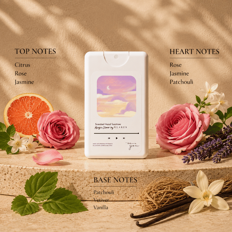 Magic Clover Hand & Surface Sanitizer 20ml | Citrus, Rose & Patchouli