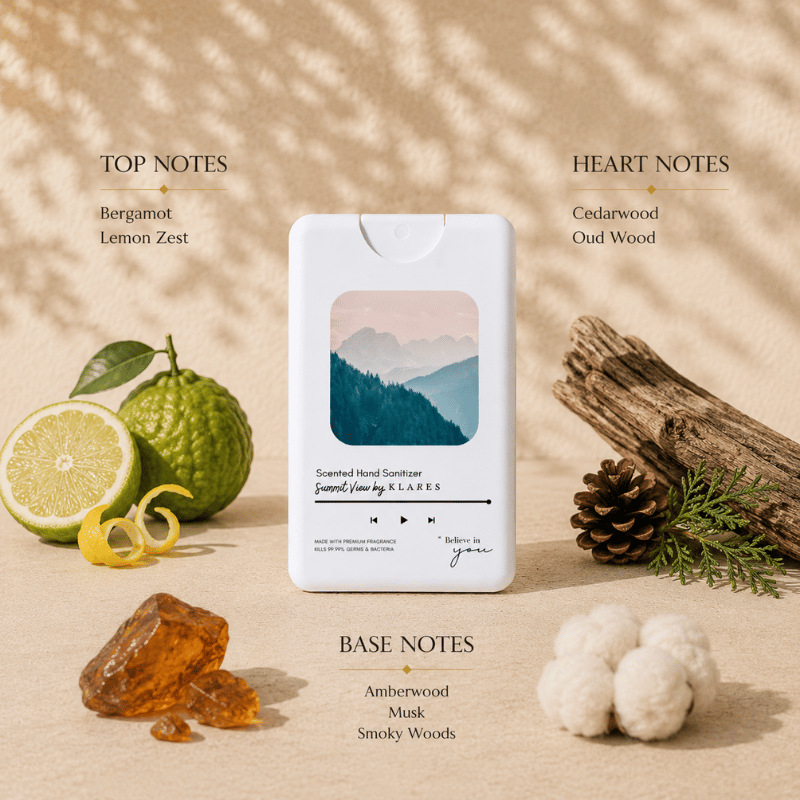 Summit View Hand & Surface Sanitizer 20ml | Bergamot, Oud & Amberwood