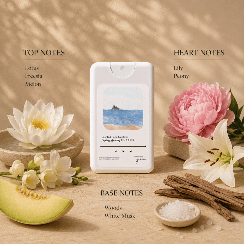 Timeless Aura Hand & Surface Sanitizer 20ml | Lotus, Peony & White Musk