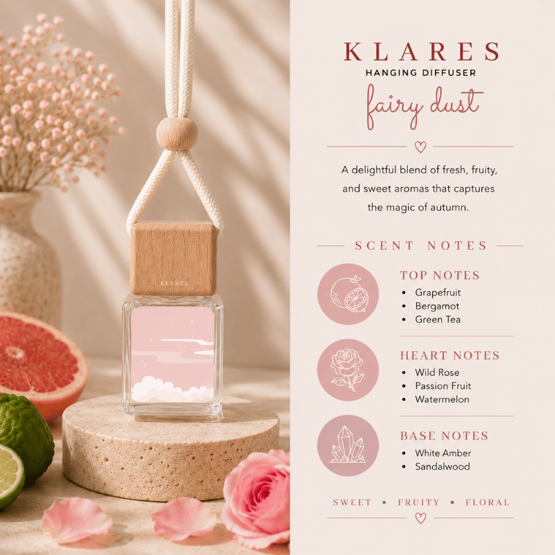Fairy Dust Hanging Car Diffuser 8ml | Grapefruit, Passion Fruit, Sandalwood