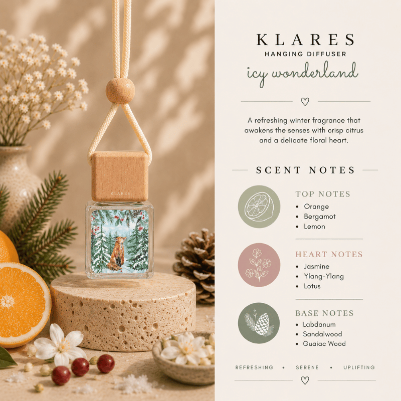 Icy Wonderland Hanging Car Diffuser 8ml | Bergamot, Jasmine, Sandalwood