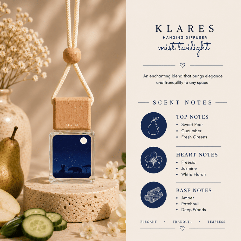 Mist Twilight Hanging Car Diffuser 8ml | Pear, Freesia, Amber