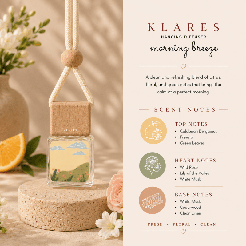 Morning Breeze Hanging Car Diffuser 8ml | Bergamot, Freesia, White Musk