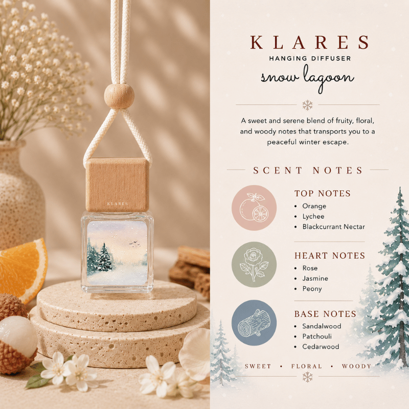 Snow Lagoon Hanging Car Diffuser 8ml | Orange, Lychee, Sandalwood