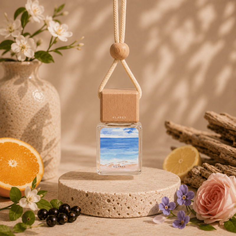 Summer Blues Hanging Car Diffuser 8ml | Orange, Rose Petals, Woody Amber