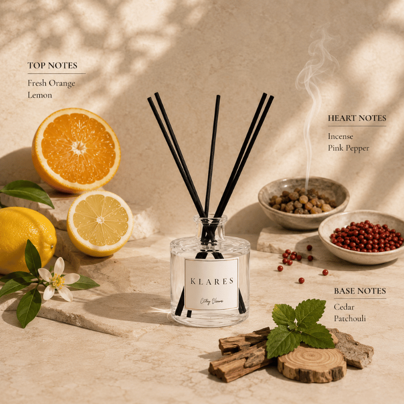 City Views Reed Diffuser 100ml | Citrus, Pink Pepper & Cedar