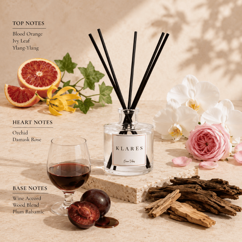 Ocean Vibes Reed Diffuser 100ml | Blood Orange, Orchid & Plum Balsamic