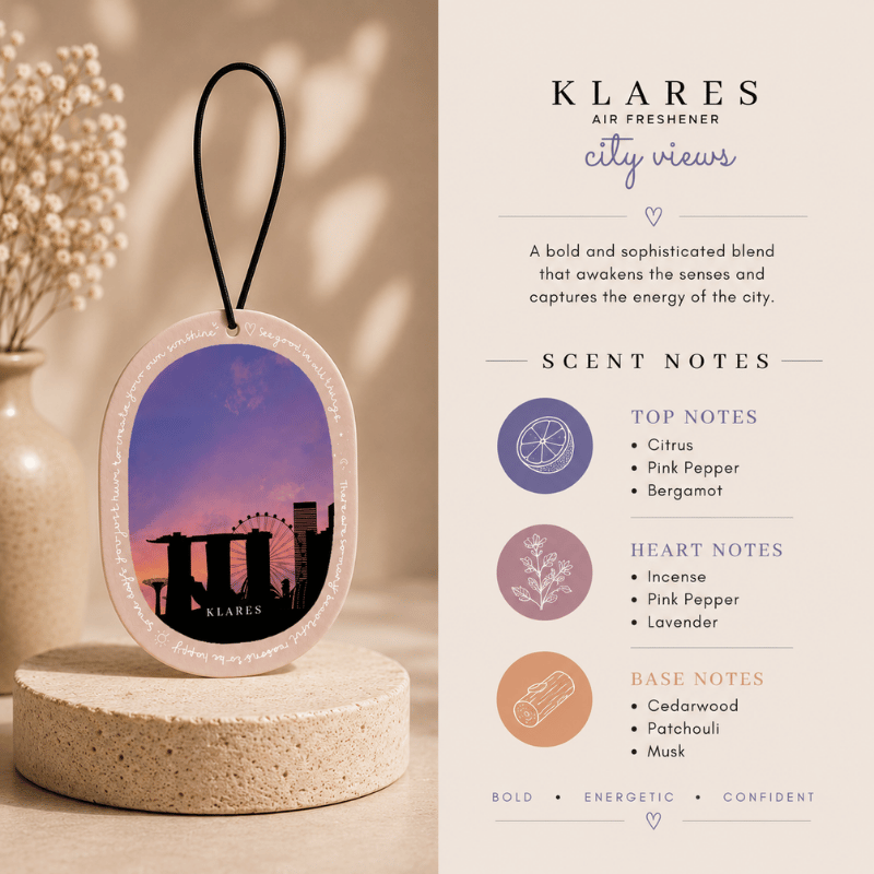City Views Wardrobe Air Freshener | Citrus, Pink Pepper & Cedar
