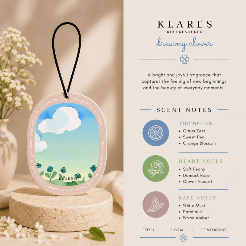 Dreamy Clover Wardrobe Air Freshener | Peony, Orange Blossom & White Musk