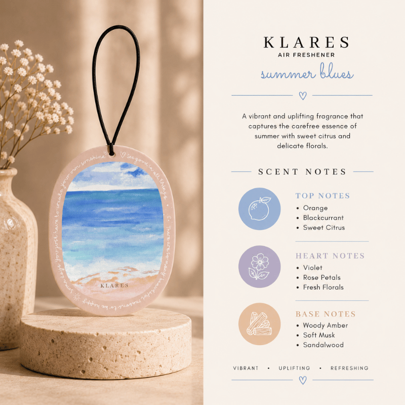 Summer Blues Wardrobe Air Freshener | Orange, Rose Petals & Woody Amber