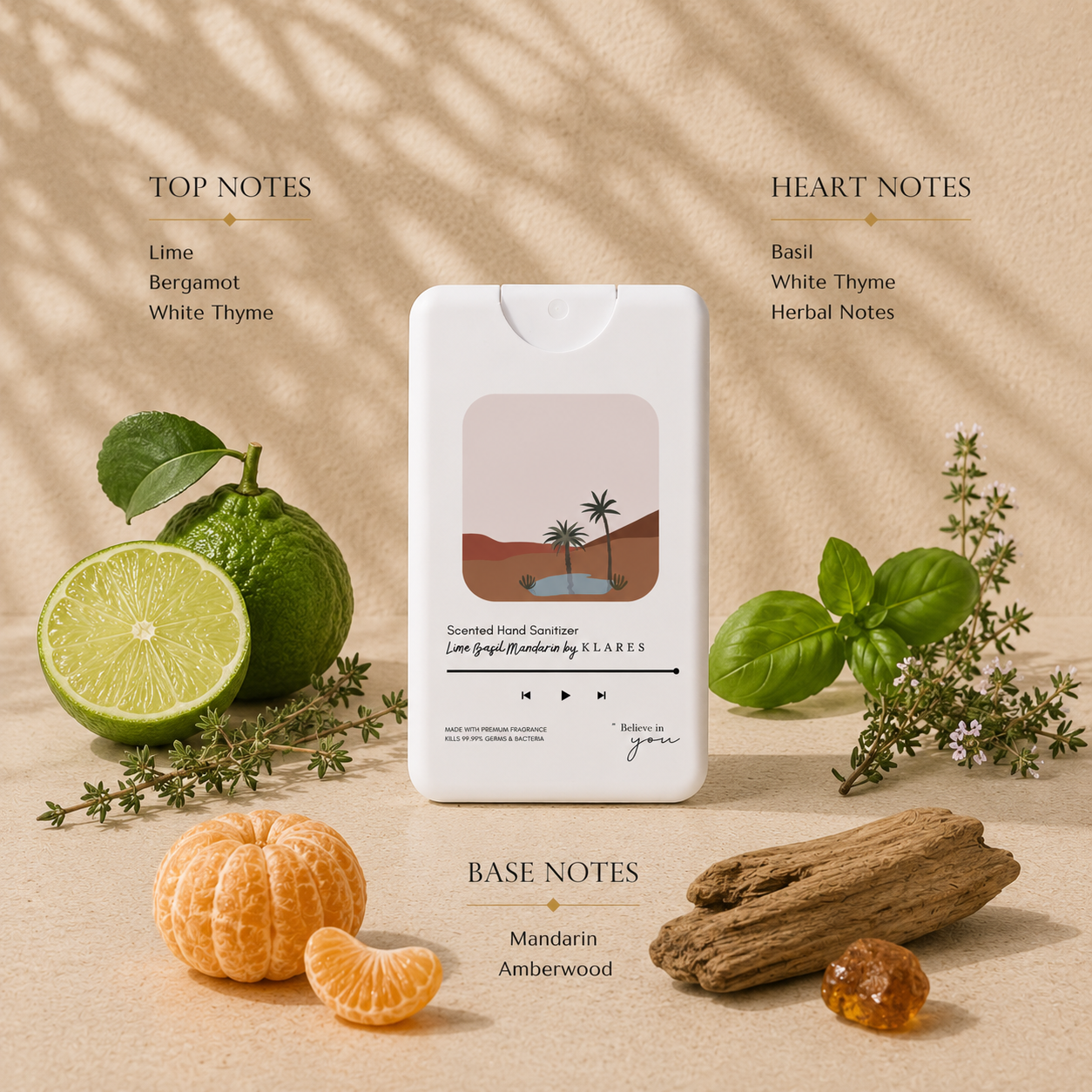 Lime Basil & Mandarin Hand & Surface Sanitizer 20ml