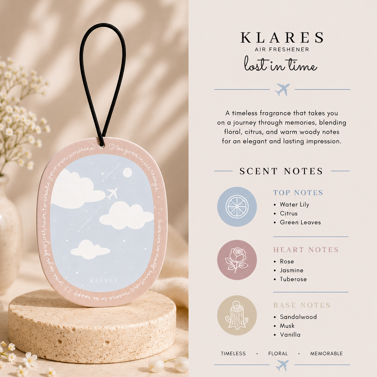Lost In Time Wardrobe Air Freshener | Water Lily, Jasmine & Sandalwood