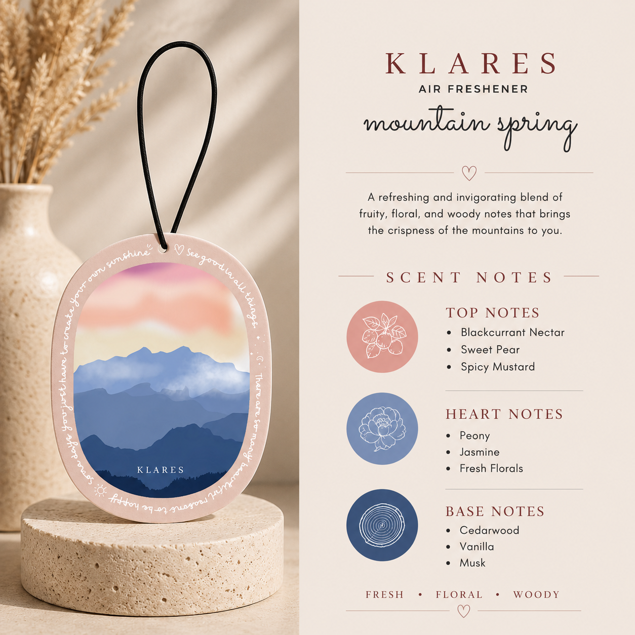 Mountain Spring Wardrobe Air Freshener | Blackcurrant, Peony & Vanilla