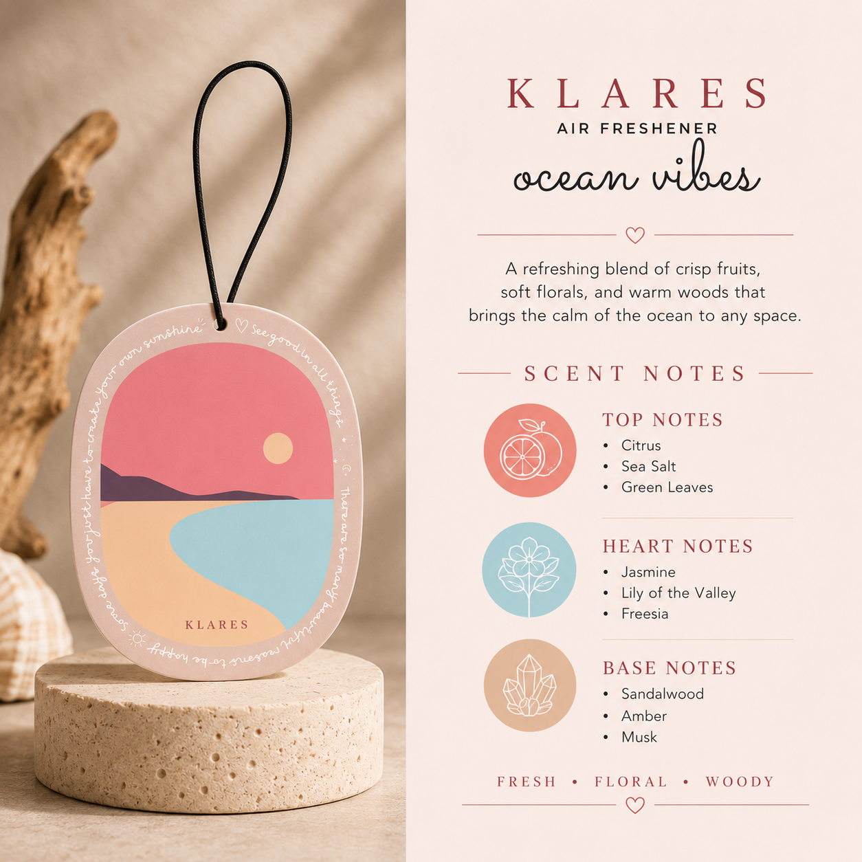 Ocean Vibes Wardrobe Air Freshener | Fresh Fruits, Soft Florals & Sandalwood