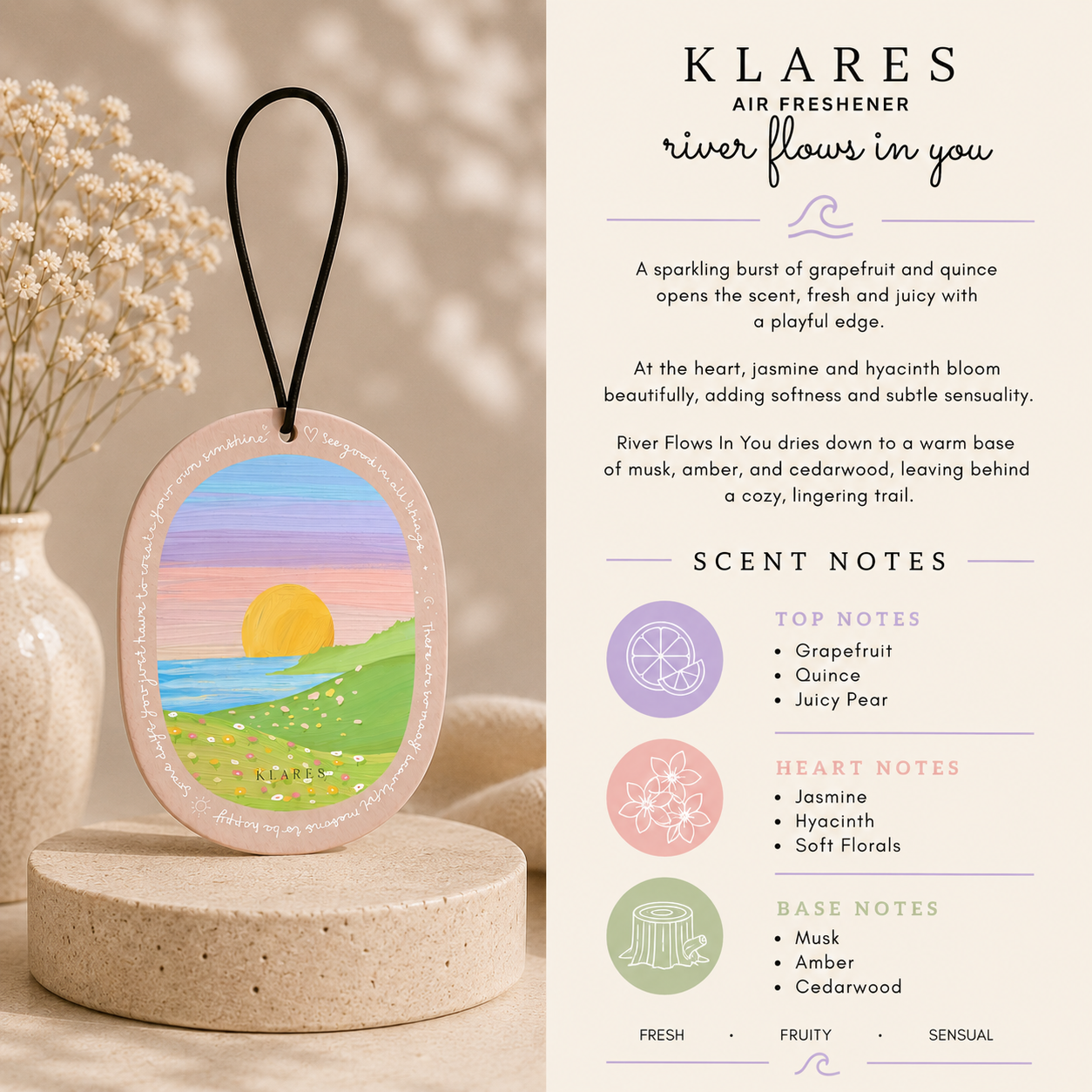 River Flows In You Wardrobe Air Freshener | Grapefruit, Jasmine & Cedarwood