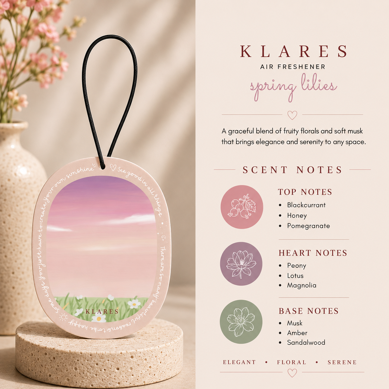 Spring Lilies Wardrobe Air Freshener | Blackcurrant, Peony & Amber