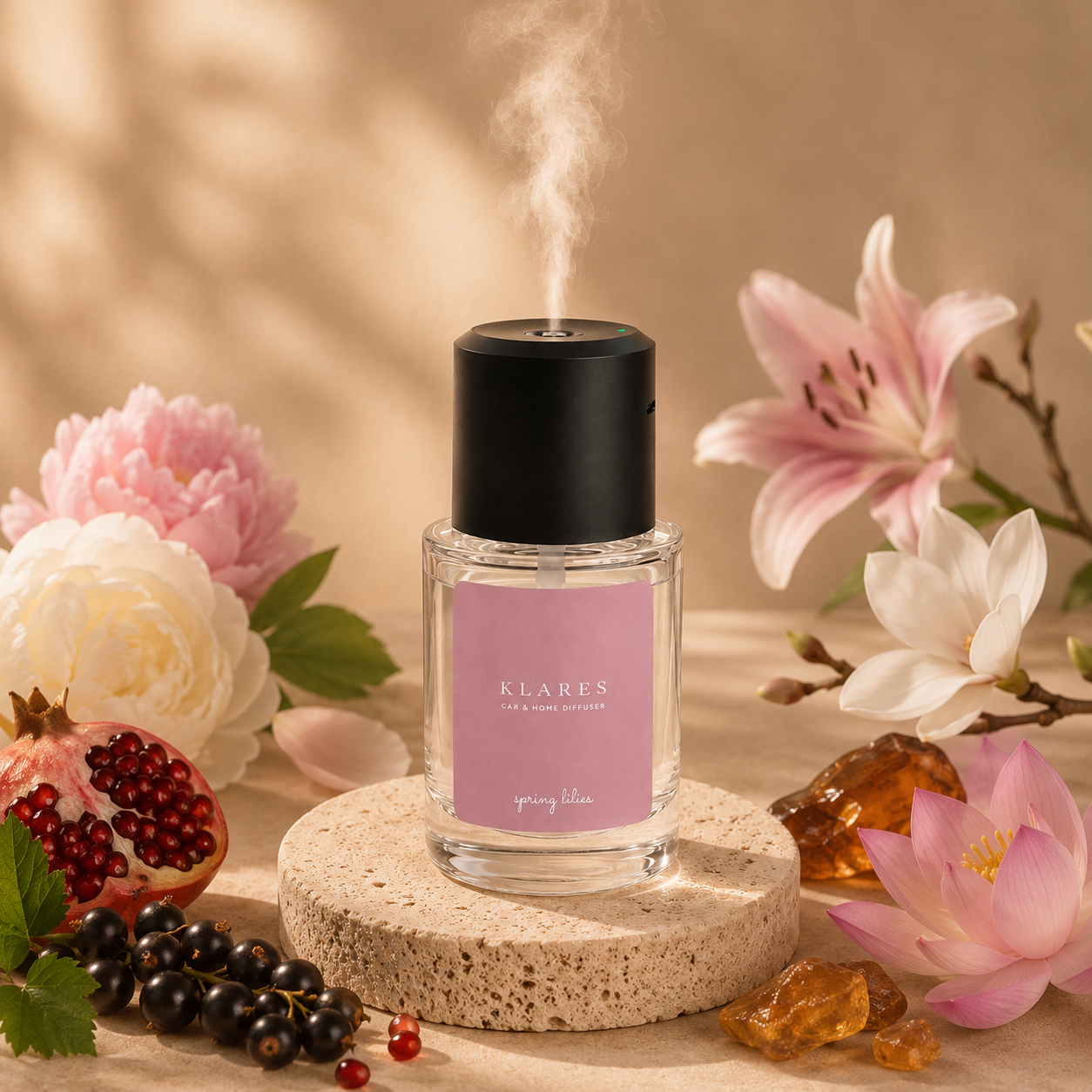 Spring Lilies Electric Mist Diffuser 130ml | Blackcurrant Honey, Peony, Amber
