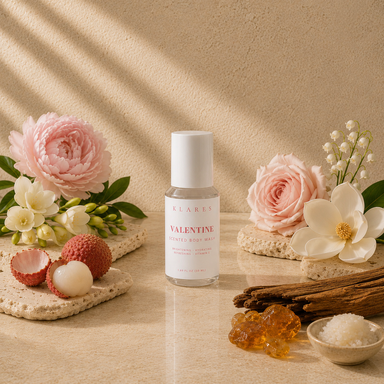 Valentine Scented Body Wash 50ml | Peony, Rose & White Musk