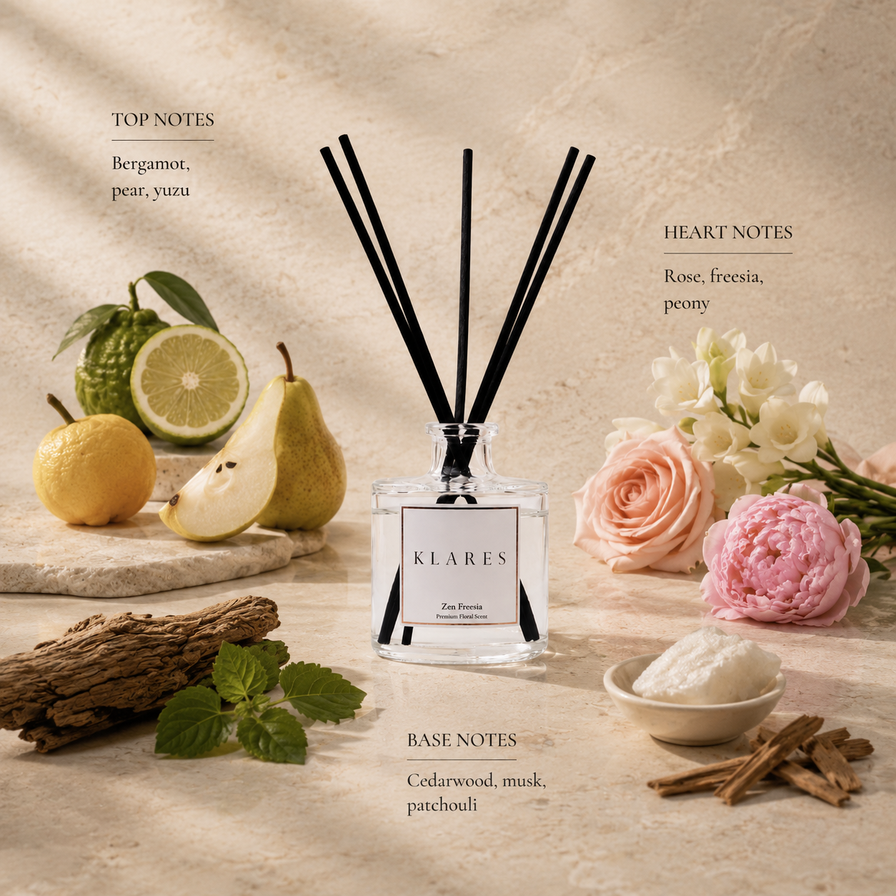 Zen Freesia Reed Diffuser 100ml | Freesia, Yuzu & Cedarwood